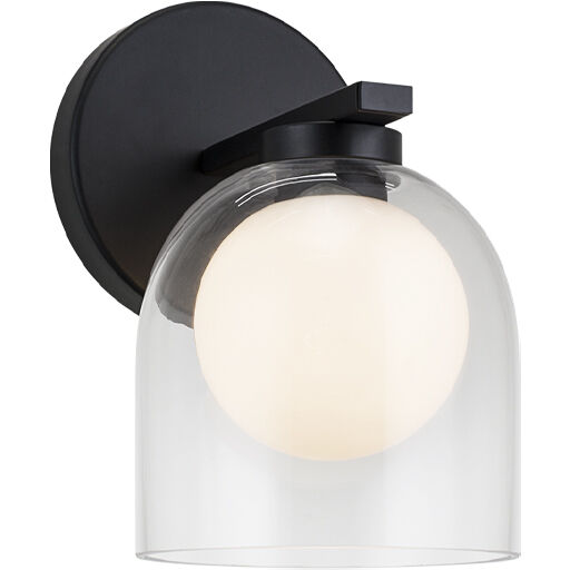 Derbishone 1 Light 4.88 inch Black Wall Sconce Wall Light in Black and Clear